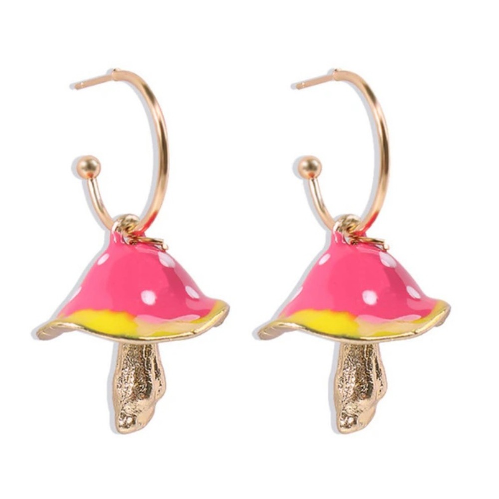 Lightweight gold mushroom drop earrings